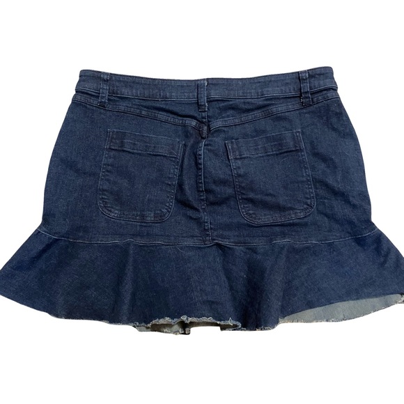 Michael Kors Navy Denim Skirt with Gold Accents Buttons - Picture 3 of 4